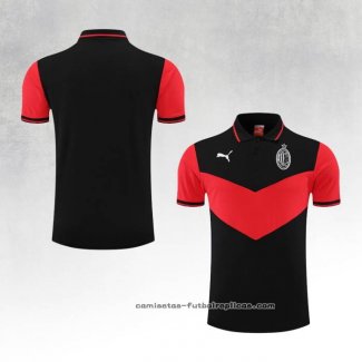 Camiseta Polo del AC Milan 2022-2023 Negro y Rojo