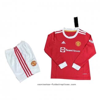 Camiseta 1ª Manchester United Nino Manga Larga 2021-2022