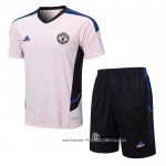 Chandal del Manchester United Manga Corta 2022-2023 Rosa - Pantalon Corto