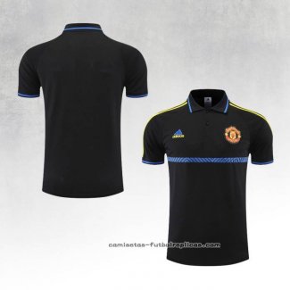 Camiseta Polo del Manchester United 2022-2023 Negro y Azul