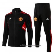 Chandal de Chaqueta del Manchester United Nino 2022-2023 Negro y Rojo