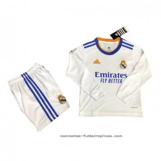 Camiseta 1ª Real Madrid Nino Manga Larga 2021-2022