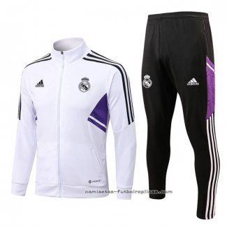 Chandal de Chaqueta del Real Madrid Nino 2022-2023 Blanco y Purpura